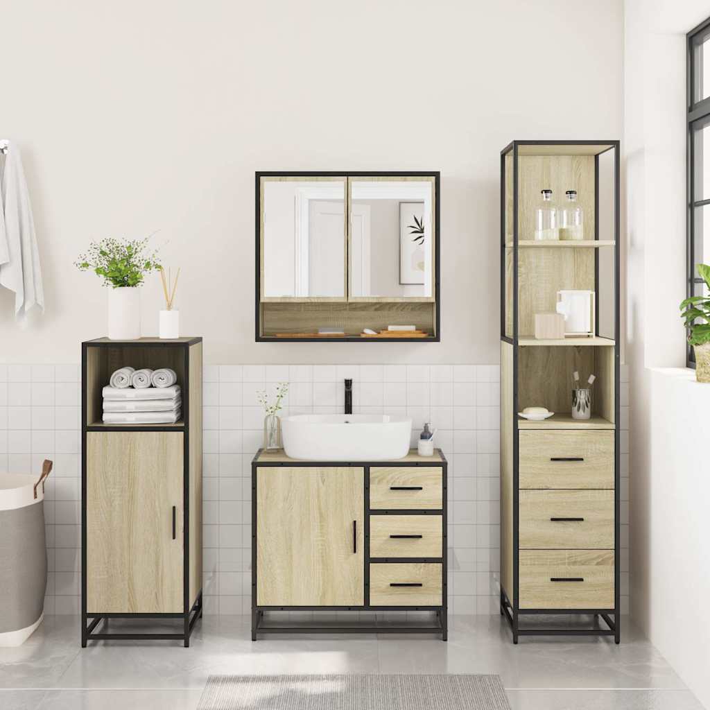 vidaXL Ensemble de meubles de salle de bain 3 pcs Chêne Sonoma Aggloméré