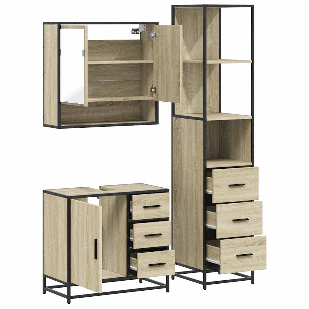 vidaXL Ensemble de meubles de salle de bain 3 pcs Chêne Sonoma Aggloméré