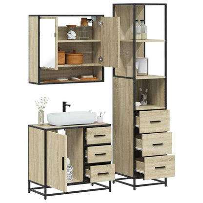 vidaXL Ensemble de meubles de salle de bain 3 pcs Chêne Sonoma Aggloméré