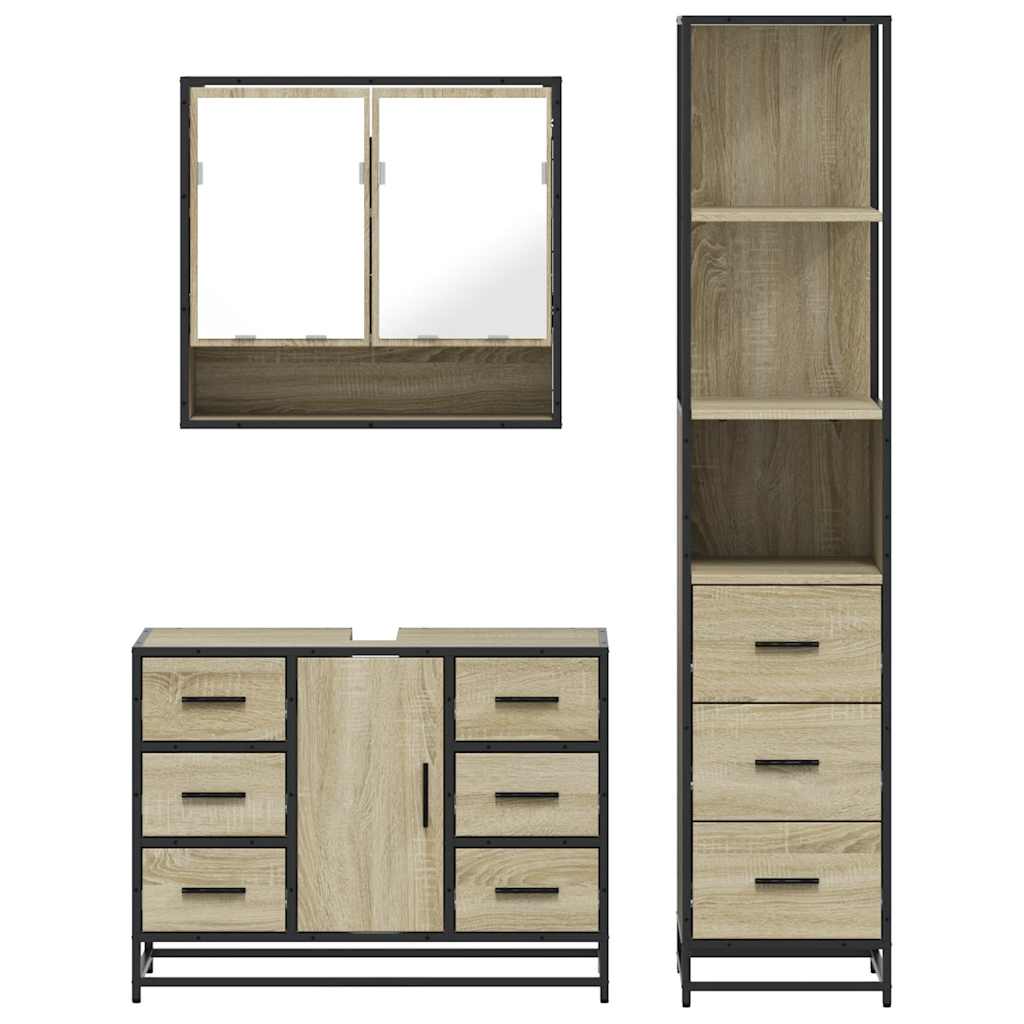 vidaXL Ensemble de meubles de salle de bain 3 pcs Chêne Sonoma Aggloméré