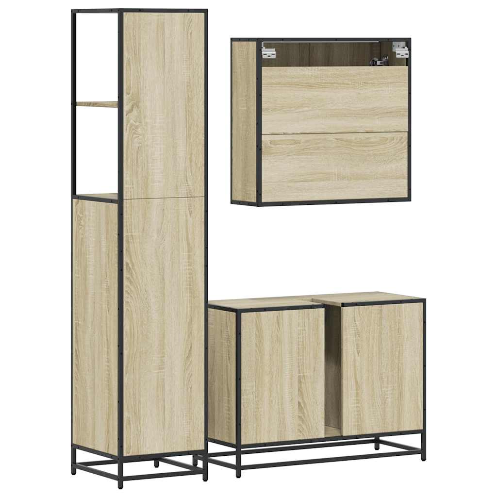 vidaXL Ensemble de meubles de salle de bain 3 pcs Chêne Sonoma Aggloméré