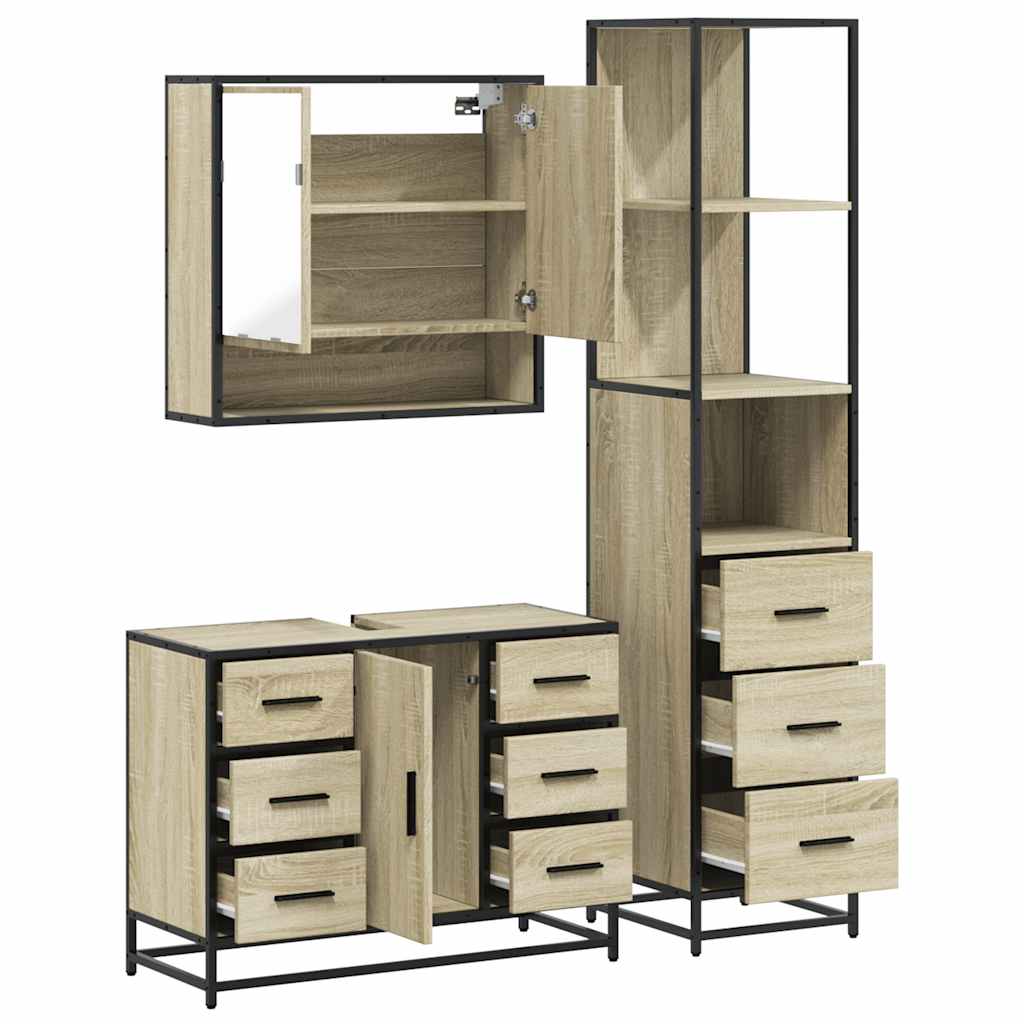 vidaXL Ensemble de meubles de salle de bain 3 pcs Chêne Sonoma Aggloméré