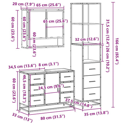 vidaXL Ensemble de meubles de salle de bain 3 pcs Chêne Sonoma Aggloméré