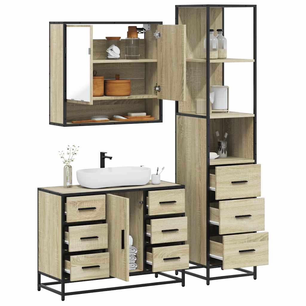 vidaXL Ensemble de meubles de salle de bain 3 pcs Chêne Sonoma Aggloméré