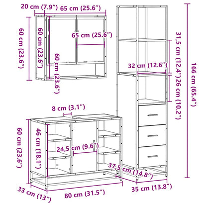 vidaXL Ensemble de meubles de salle de bain 3 pcs Chêne Sonoma Aggloméré