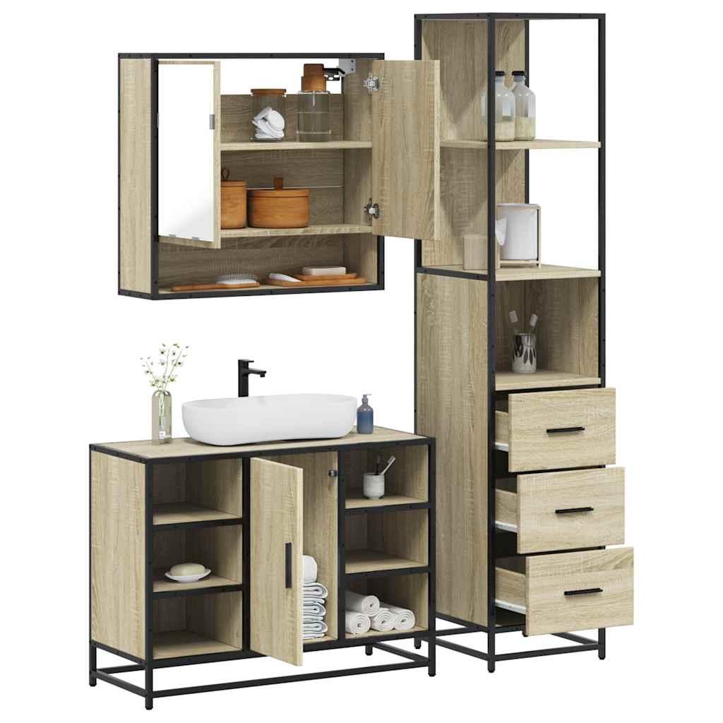 vidaXL Ensemble de meubles de salle de bain 3 pcs Chêne Sonoma Aggloméré