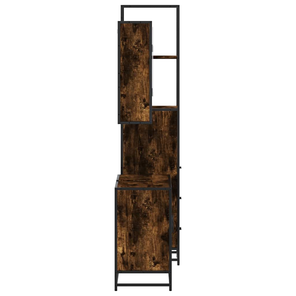 vidaXL 3-tlg. Badmöbel-Set Räuchereiche Holzwerkstoff