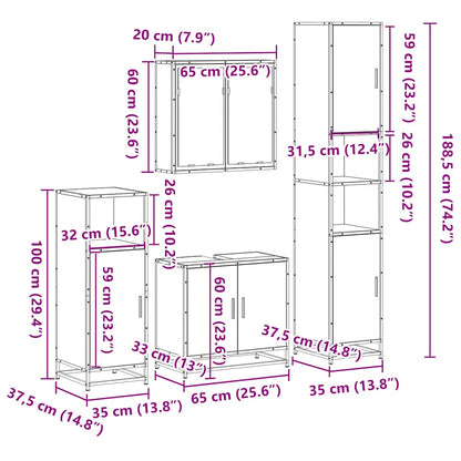 vidaXL 4-tlg. Badmöbel-Set Sonoma-Eiche Holzwerkstoff