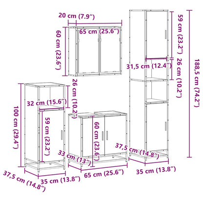 vidaXL 4-tlg. Badmöbel-Set Räuchereiche Holzwerkstoff