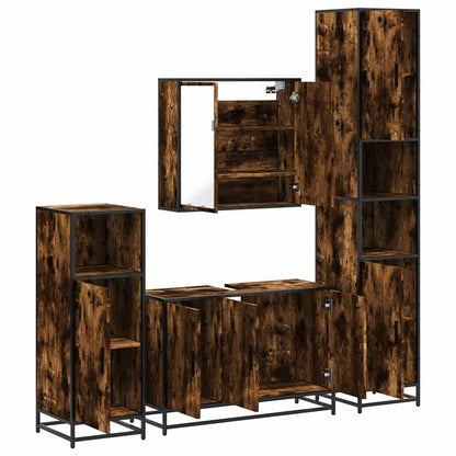 vidaXL 4-tlg. Badmöbel-Set Räuchereiche Holzwerkstoff