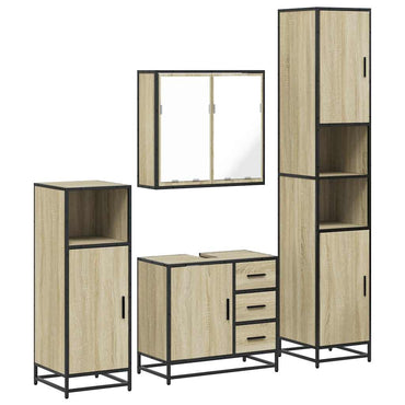 vidaXL Ensemble de 4 meubles de salle de bain chêne Sonoma en aggloméré