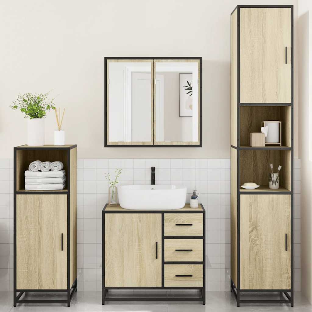 vidaXL Ensemble de 4 meubles de salle de bain chêne Sonoma en aggloméré