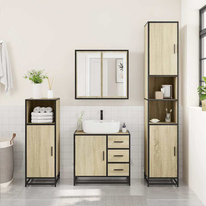 vidaXL Ensemble de 4 meubles de salle de bain chêne Sonoma en aggloméré