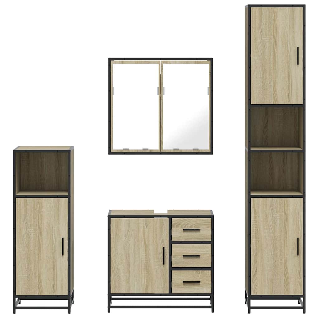 vidaXL Ensemble de 4 meubles de salle de bain chêne Sonoma en aggloméré
