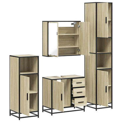 vidaXL Ensemble de 4 meubles de salle de bain chêne Sonoma en aggloméré