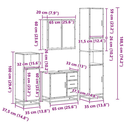 vidaXL Ensemble de 4 meubles de salle de bain chêne Sonoma en aggloméré