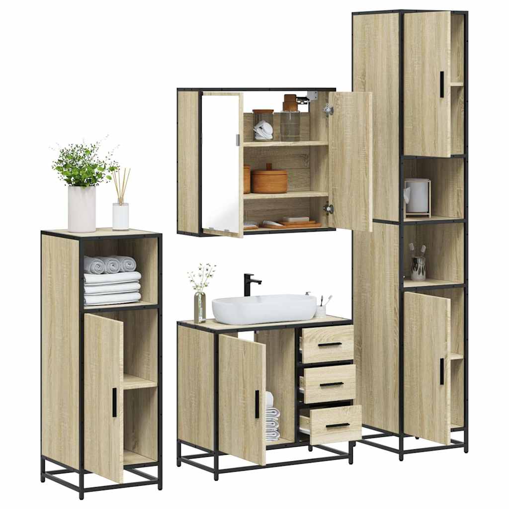 vidaXL Ensemble de 4 meubles de salle de bain chêne Sonoma en aggloméré