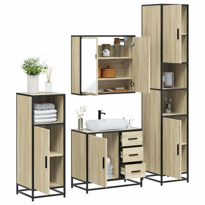 vidaXL Ensemble de 4 meubles de salle de bain chêne Sonoma en aggloméré
