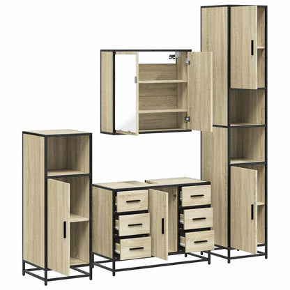 vidaXL 4-tlg. Badmöbel-Set Sonoma-Eiche Holzwerkstoff