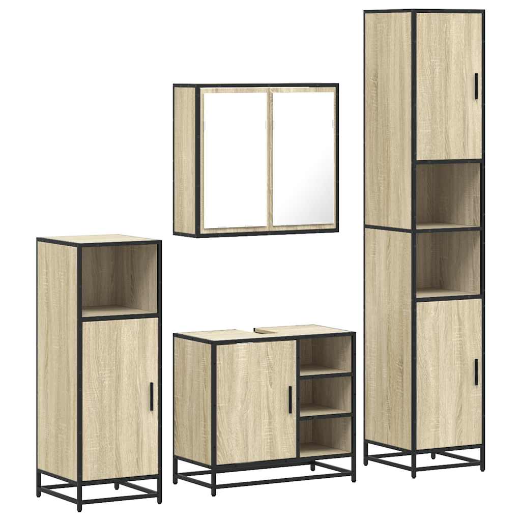 vidaXL Meuble de salle de bain 4 pcs Aggloméré Chêne Sonoma