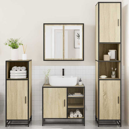 vidaXL Meuble de salle de bain 4 pcs Aggloméré Chêne Sonoma