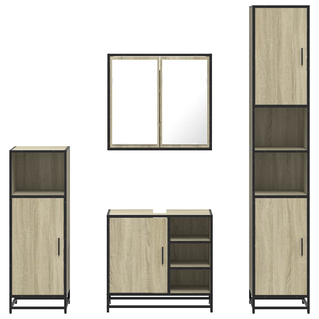 vidaXL Meuble de salle de bain 4 pcs Aggloméré Chêne Sonoma