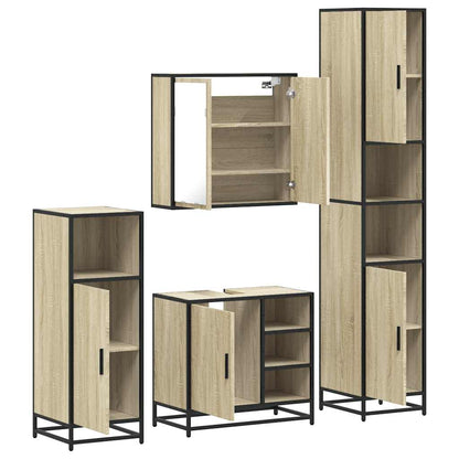 vidaXL Meuble de salle de bain 4 pcs Aggloméré Chêne Sonoma