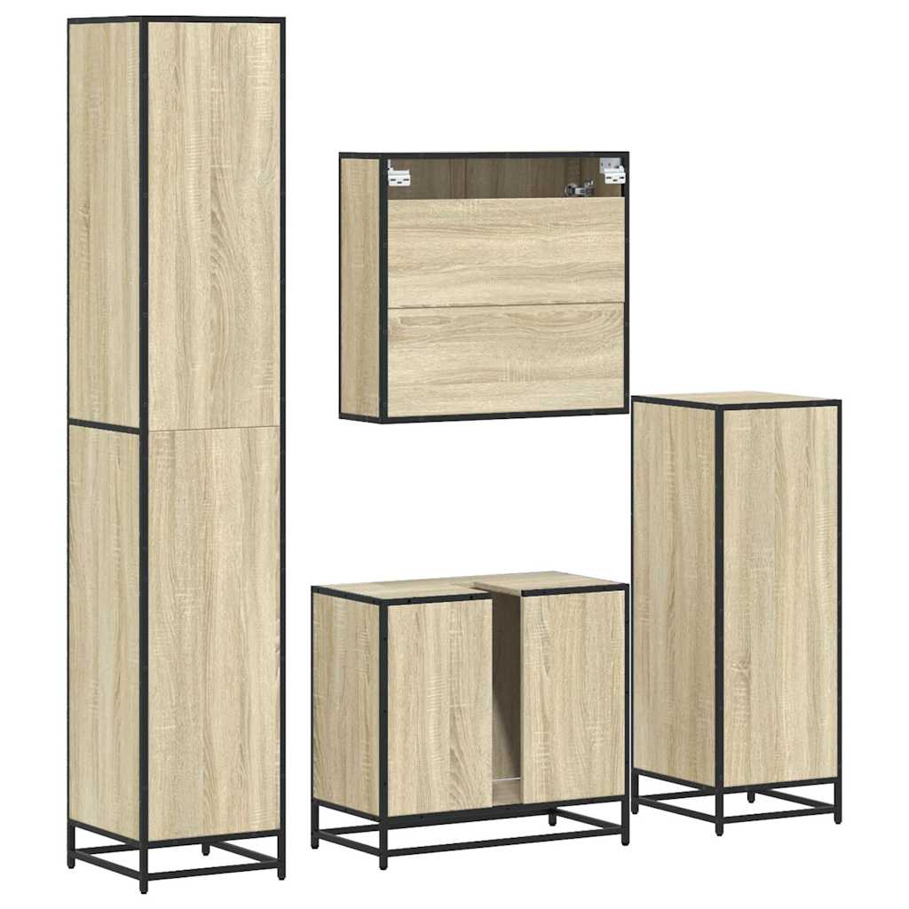 vidaXL Meuble de salle de bain 4 pcs Aggloméré Chêne Sonoma