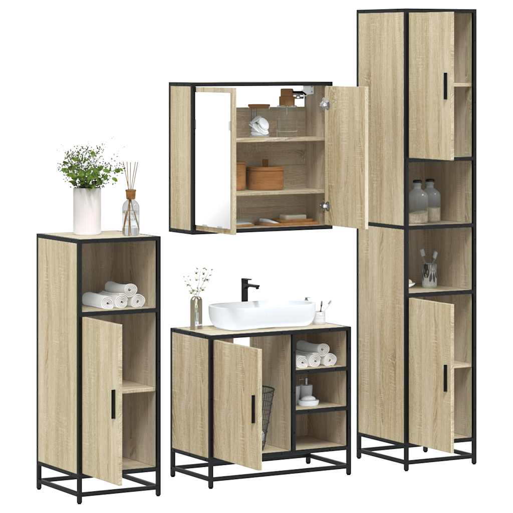 vidaXL Meuble de salle de bain 4 pcs Aggloméré Chêne Sonoma