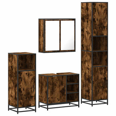 vidaXL 4-tlg. Badmöbel-Set Räuchereiche Holzwerkstoff