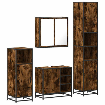vidaXL 4-tlg. Badmöbel-Set Räuchereiche Holzwerkstoff