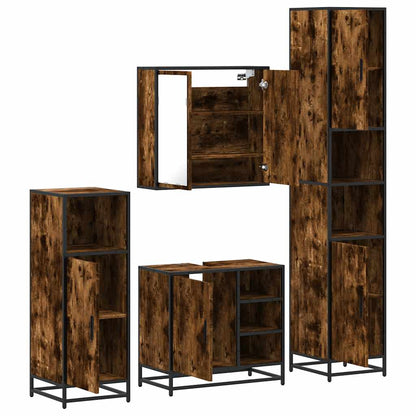 vidaXL 4-tlg. Badmöbel-Set Räuchereiche Holzwerkstoff