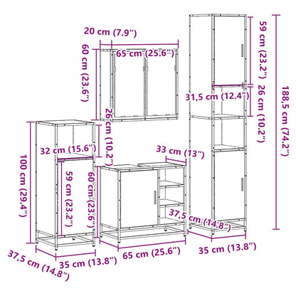 vidaXL 4-tlg. Badmöbel-Set Räuchereiche Holzwerkstoff