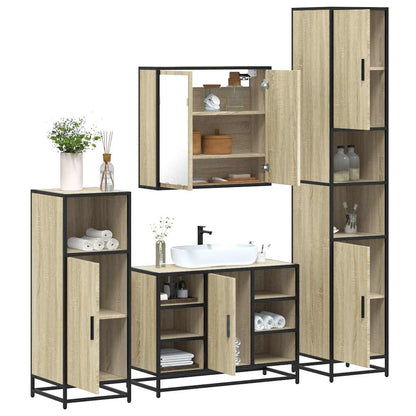 vidaXL 4-tlg. Badmöbel-Set Sonoma-Eiche Holzwerkstoff