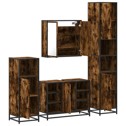 vidaXL 4-tlg. Badmöbel-Set Räuchereiche Holzwerkstoff