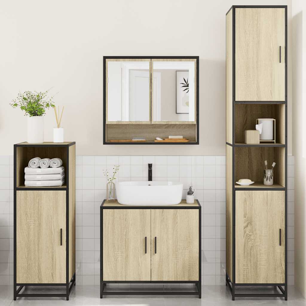 vidaXL Ensemble de meubles de salle de bain 4 pcs Chêne Sonoma Aggloméré
