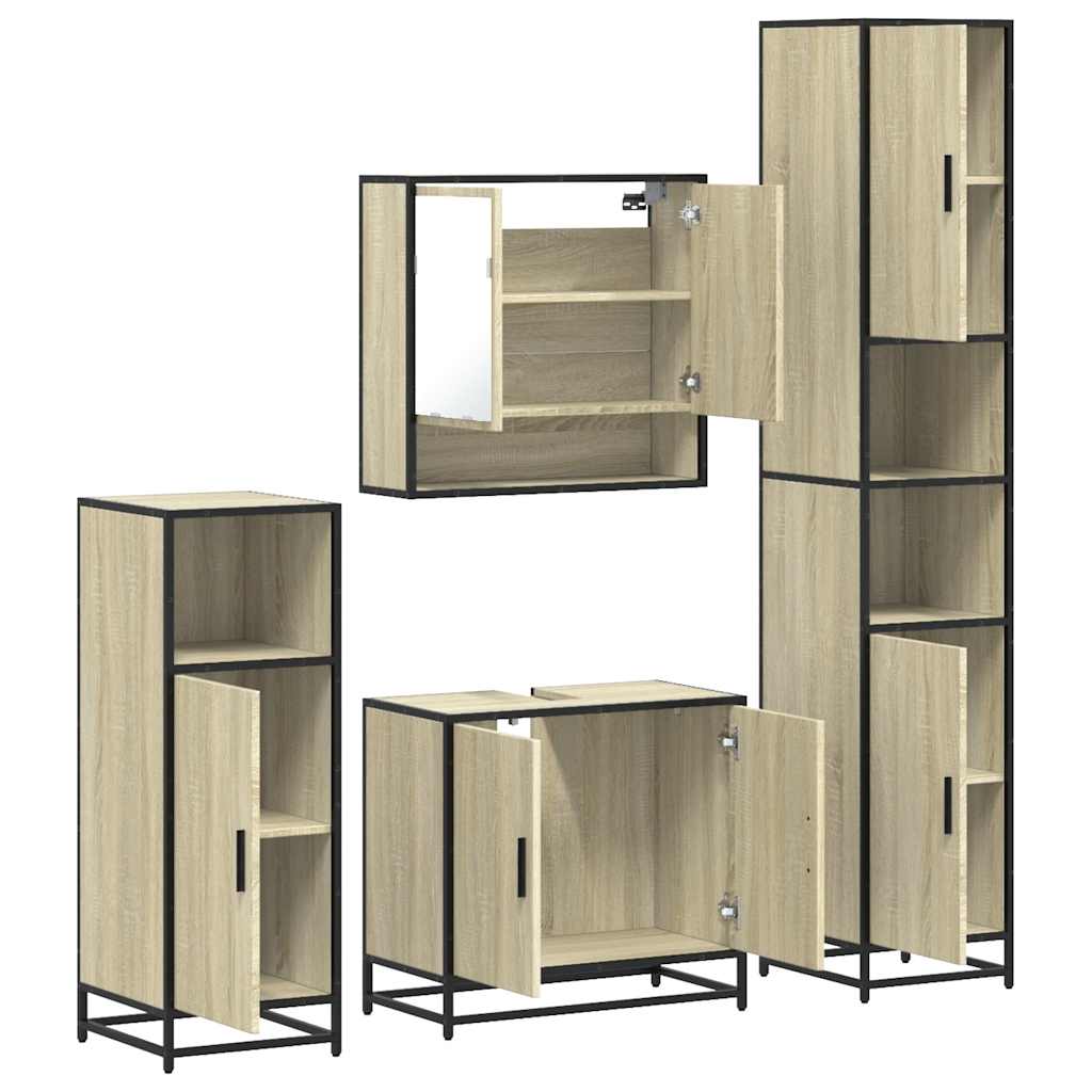 vidaXL Ensemble de meubles de salle de bain 4 pcs Chêne Sonoma Aggloméré