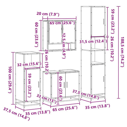 vidaXL Ensemble de meubles de salle de bain 4 pcs Chêne Sonoma Aggloméré