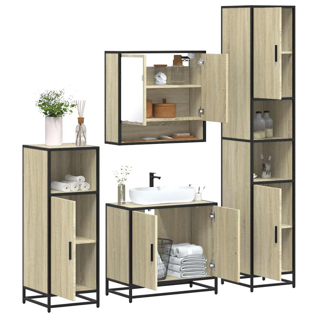 vidaXL Ensemble de meubles de salle de bain 4 pcs Chêne Sonoma Aggloméré