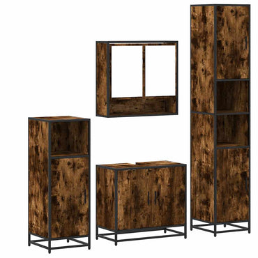 vidaXL 4-tlg. Badmöbel-Set Räuchereiche Holzwerkstoff