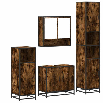 vidaXL 4-tlg. Badmöbel-Set Räuchereiche Holzwerkstoff