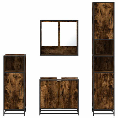 vidaXL 4-tlg. Badmöbel-Set Räuchereiche Holzwerkstoff