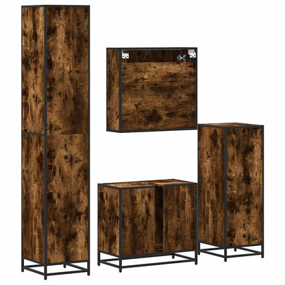 vidaXL 4-tlg. Badmöbel-Set Räuchereiche Holzwerkstoff