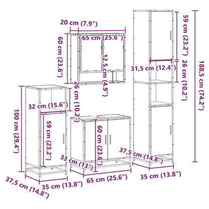 vidaXL 4-tlg. Badmöbel-Set Räuchereiche Holzwerkstoff