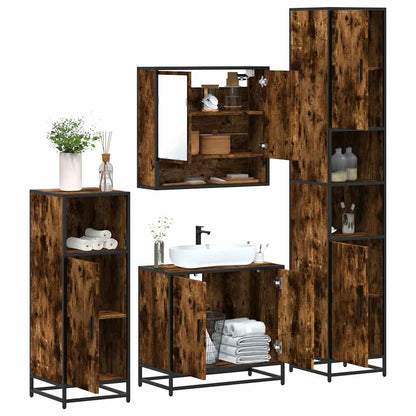 vidaXL 4-tlg. Badmöbel-Set Räuchereiche Holzwerkstoff