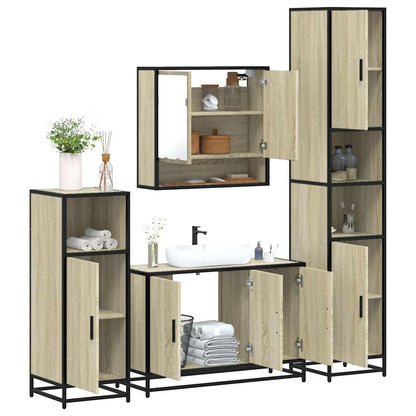 vidaXL 4-tlg. Badmöbel-Set Sonoma-Eiche Holzwerkstoff