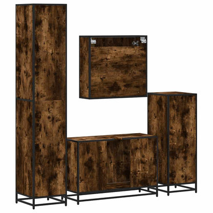 vidaXL 4-tlg. Badmöbel-Set Räuchereiche Holzwerkstoff