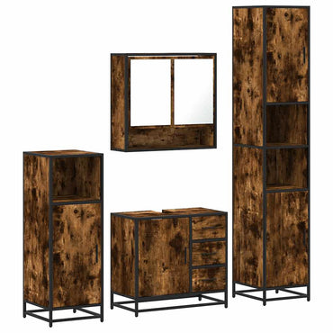 vidaXL 4-tlg. Badmöbel-Set Räuchereiche Holzwerkstoff