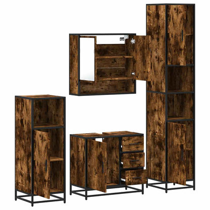 vidaXL 4-tlg. Badmöbel-Set Räuchereiche Holzwerkstoff