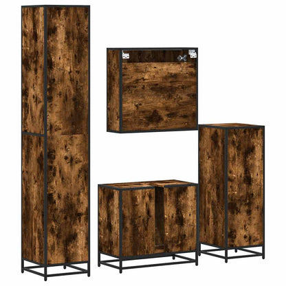 vidaXL 4-tlg. Badmöbel-Set Räuchereiche Holzwerkstoff